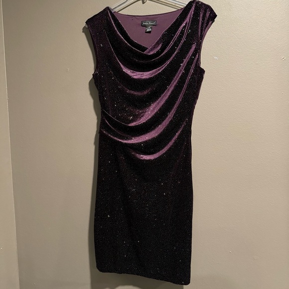 Jessica Howard Women's Velvet Cowl Neck Dress Green Size 12 Petite